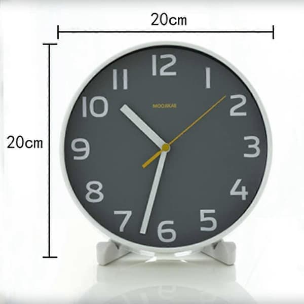 Wekity Tick-Free Wall Clock, 8 Inch Decorative Either as Wall Clock or as Table Clock Battery Operated Large Table Clock (Grey)