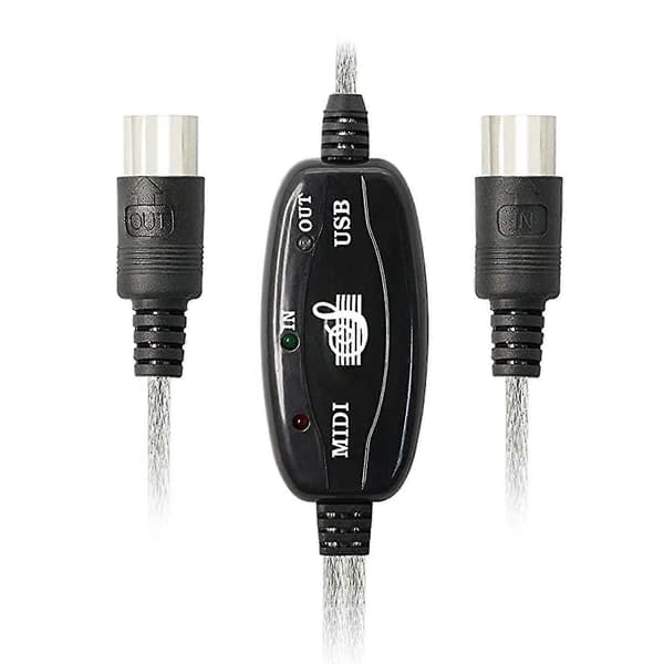 USB MIDI-kabeladapter, Typ A till DIN 5-stift dubbel för keyboard, PC, studio med LED [DB] Som visas As shown