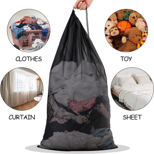 2-pack Mesh Laundry Bags 60x90 cm Large Laundry Bags with Drawstring for Travel Clothes Bedding Toy Storage Dorm Organizer