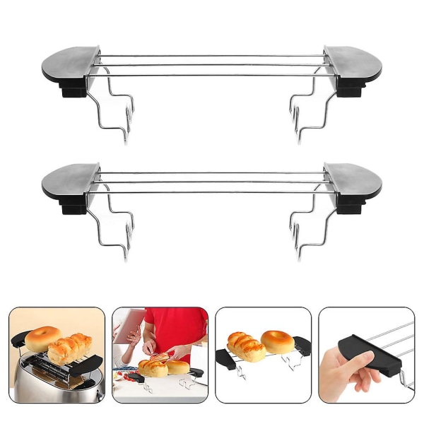 2 stk Toaststativ Rustfritt Stål Grill Toaststativ Toaster Tilbehør Toaster Oppvarmingsstativ For Rep 26X9.2X2CM