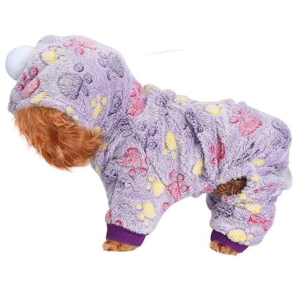 Kæledyr Flanell Jumpsuit Pyjamas til Hunde Katte - Vinter Varme Poteprint Størrelser