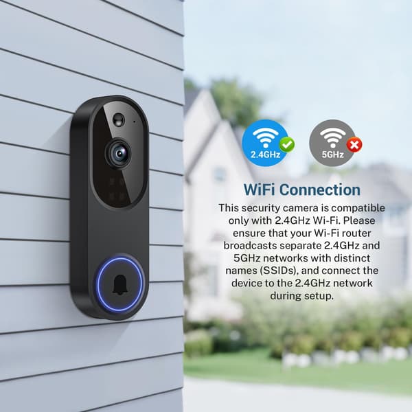 Wireless Video Doorbell, Battery Powered, AI Human & Motion Detection, 720p, Two-Way Talk, Night Vision, Cloud Storage (Sold Separately)