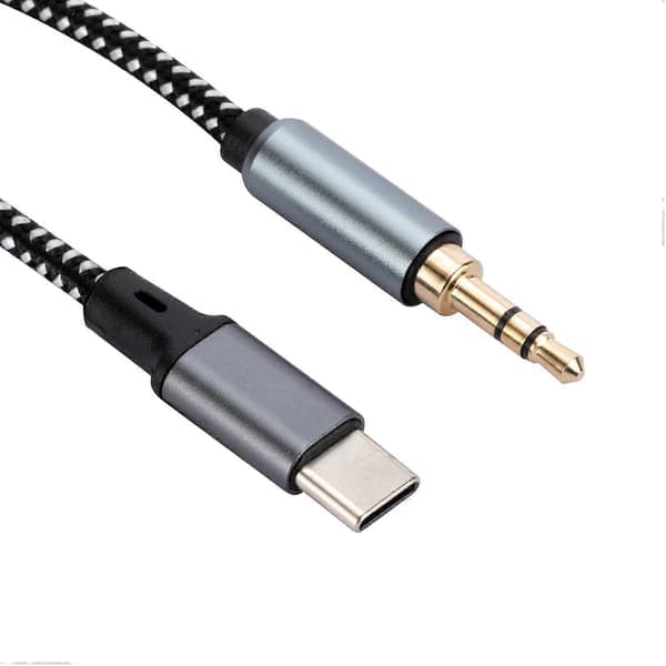 2m USB-C hane till 3,5 mm hane ljudadapterkabel flätad hörlurar bilstereo anslutningskabel