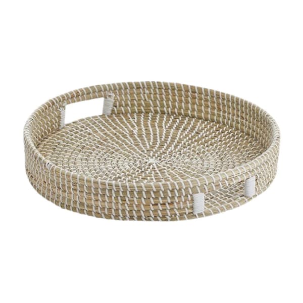Seagrass Tray, Woven Seagrass Basket for Coffee Table, Fruit, Breakfast