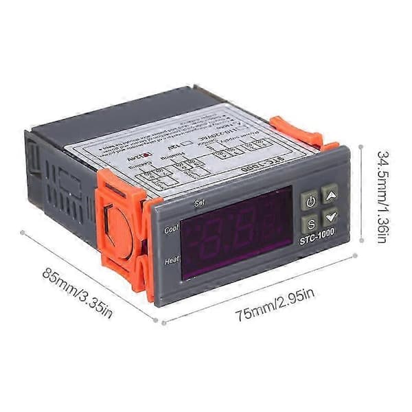 STC-1000 Digital Temperaturregulator, Varme Kjøling Termostat Centigrade, Med Sensor, 110-220Vac -Sy