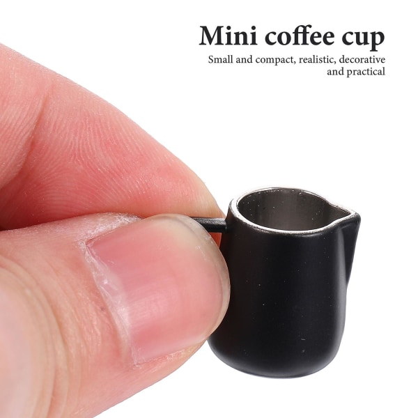 Miniatyr Melkeskumkanne Espresso Melkeskumkanne Dukkehusoppbevaring Svart 2X1.7X1.2CM Black 2X1.7X1.2CM