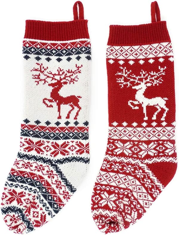 2-pack Julstrumpor i Stickad Kaminförvaring, Hängande Strumpa