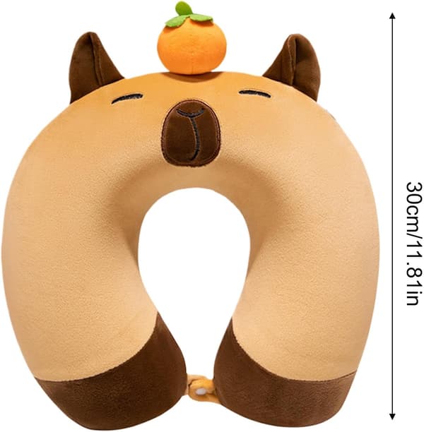 Rejsepude med capybara-dyr, blød nakkestøtte, let og bærbart design til fly, sovende børn og voksne