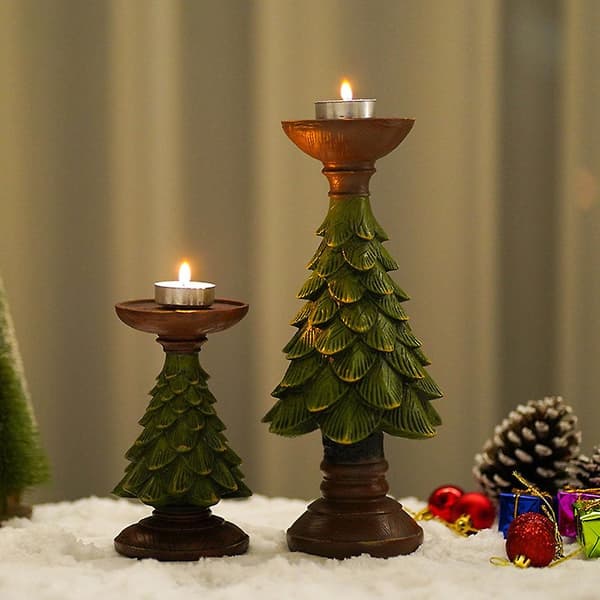 Juletrelysestake i harpiks, rustikk telysholder F
