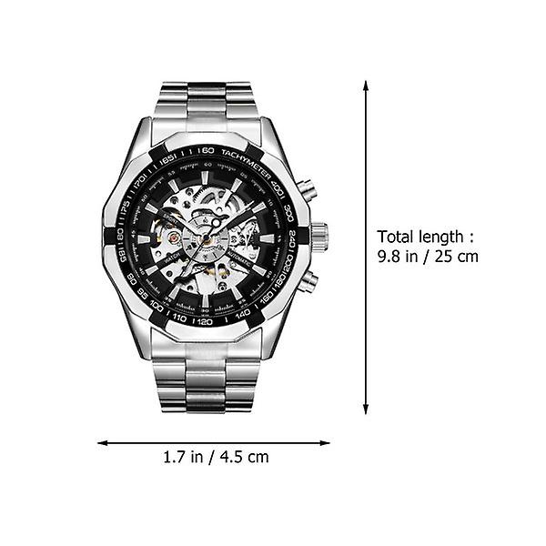 Herreure Armbåndsur i rustfrit stål Udhult mekanisk armbåndsur Assorteret farve25X4,5CM Assorted Color 25X4.5CM