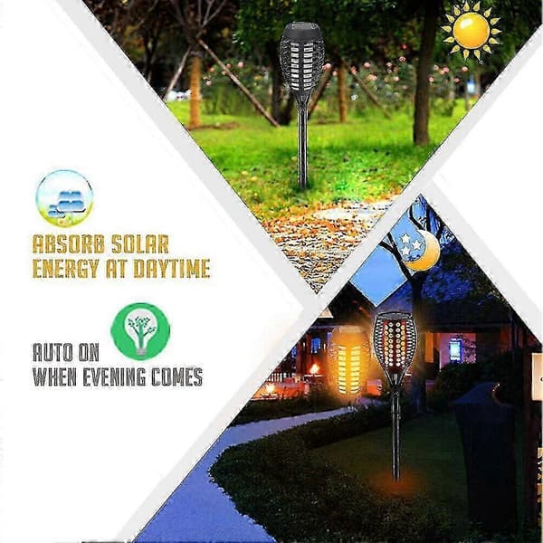 2-pack Solar Light with Flickering Flame, Torch for Garden Decorations
