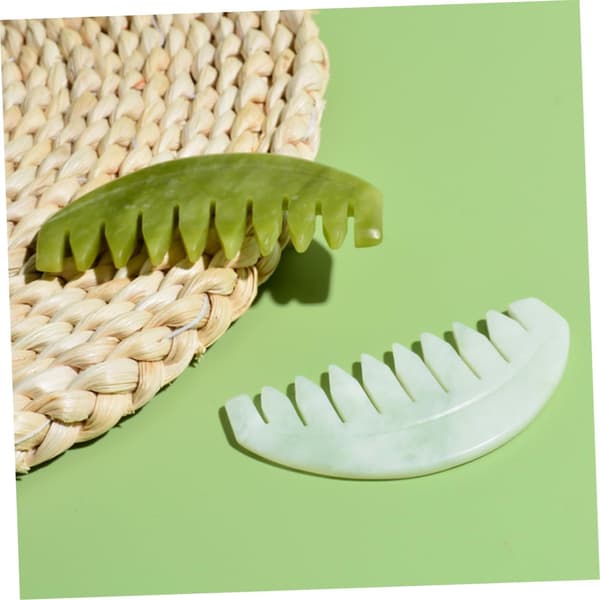 2 stk Jade Massagekam til hovedbund Gua Sha Glat Kropsmassageværktøj Hårmassager
