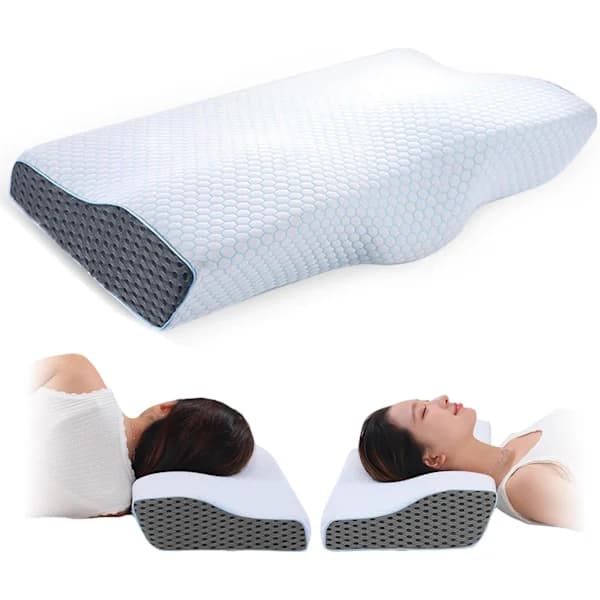 Orthopedic Memory Foam Pillow - with Removable and Washable Pillowcase for Back and Shoulder Pain Relief