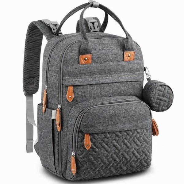 Diaper Bag Backpack with Portable Changing Pad for Moms and Dads Dark Grey