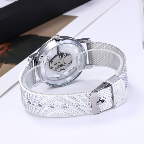 Hul Gear Gennemsigtig Ikke-Meknisk Dial Analog Kvarts Ur Rustfrit Stål Mesh Bånd Mænd Kvinder Klassisk Casual Armbåndsur