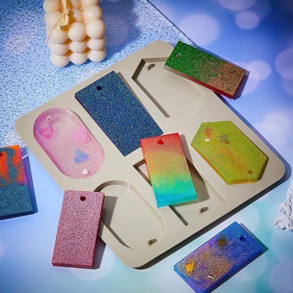 Silicone Molds for Wax Melting 12 Cavities 2-Pack for Resin Keychains, Scented Sachets, Epoxy Casting, and Jewelry Making