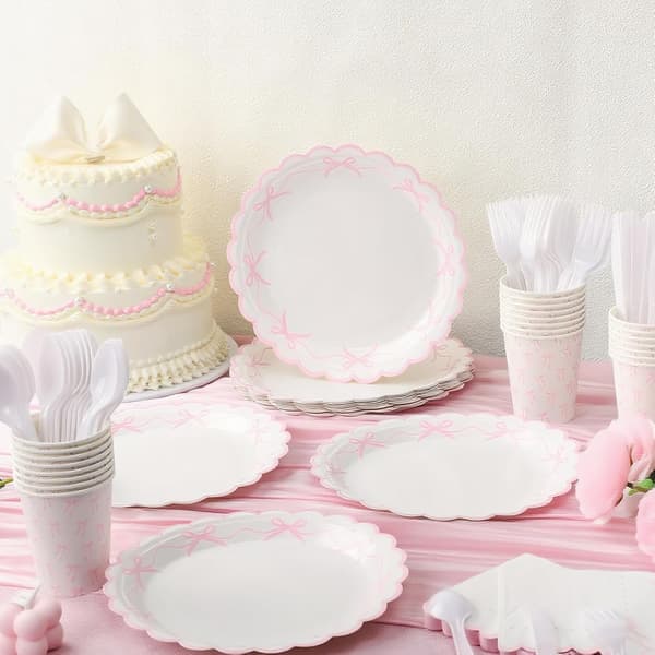 144 st rosa bågfest för bröllop Pink Scalloped