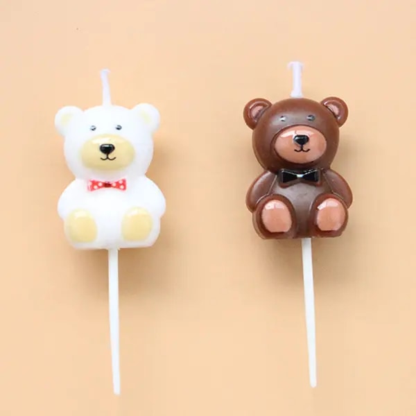 Lille bjørnelys, cupcake toppers til en jente- eller guttebursdagsfest! Sett med 2、Hvit+Brun