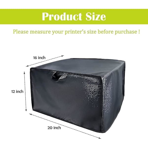 Dust Cover for HP/Epson/Canon/Brother Wireless Printers, 20x16x12 inch Universal Printer Cover, 600D Waterproof Black Printer Protector