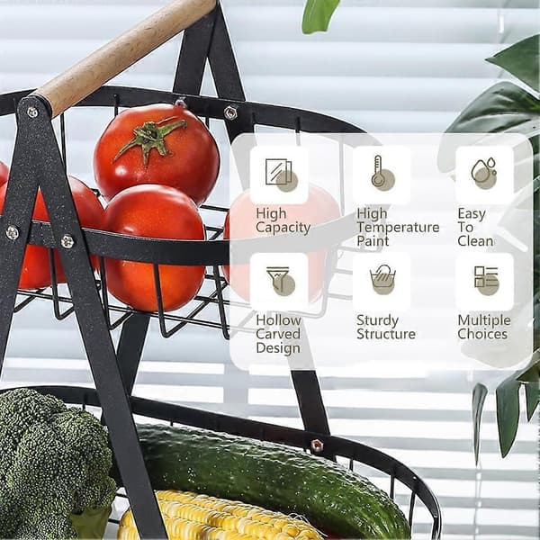 Modern Fruit Bowls for Kitchen, 2 Tiers, Detachable Fruit Basket, Metal Fruit Bowl Stand for Kitchen Decor, Vegetables
