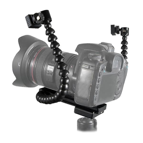 Fleksibelt Dobbeltarm Flash Shoe Mount Holder til Makrofotografering Kameratilbehør