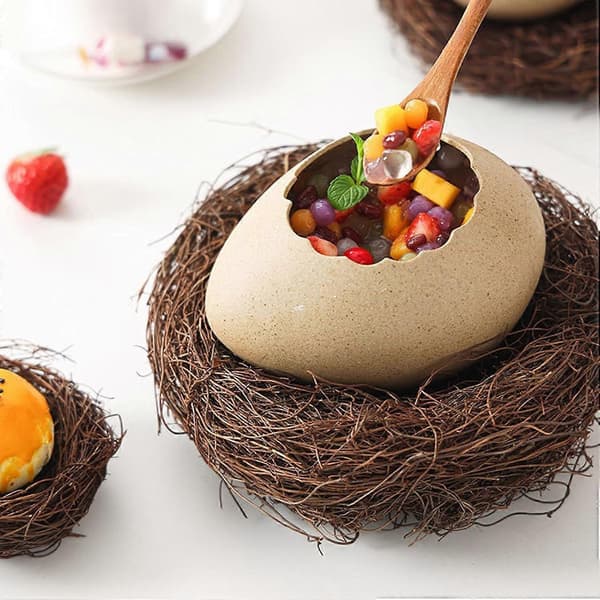 Eggshell Bowl, Ceramic Eggshell Shaped Tableware, Versatile Creative Realistic Cracked Eggshell Tableware (Size: Large)
