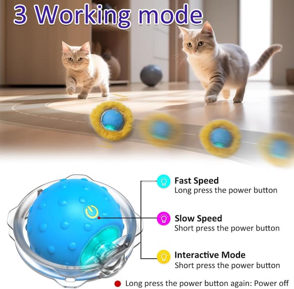 Interactive Cat Toy Ball Fast Rolling in Bag, Motion Activated Chirping Cat Toy Hide-and-Seek Game for Mouse Catching