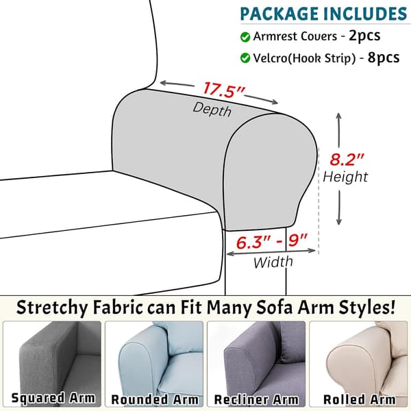 Soft Sofa Armrest Covers, Skin-Friendly Stretchy Polyester Armrest Protectors, Comfortable Scratch-Resistant Sofa Armrest Covers for Square Armrests