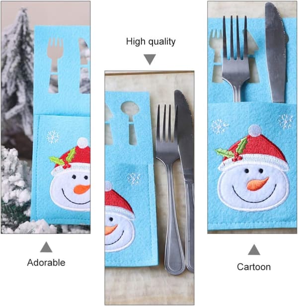 3 st Julbestickhållare Tomte Snögubbe Julgran Jul K
