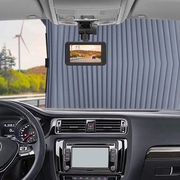Retractable Automatic Car Windshield Sunshade Curtain for UV, Privacy, and Interior Protection, Front/Rear Windows