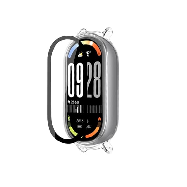 Case - Transparent compatible with Xiaomi Band 10 Ceramic Edition, PC + H9 Tempered Glass Screen Protector, Shockproof, Dustproof