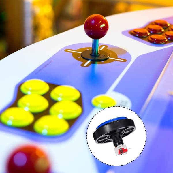 Starts Arcade-knapper ABS Micro Switch Flad Stor Cirkel med Lys til Videospildele DC 12V Blå - Blå Blue