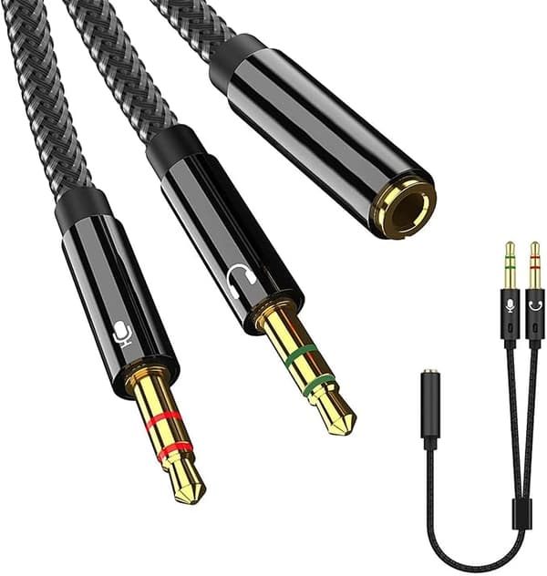3,5 mm Stereo Lydjack Adapter, Headset Mikrofon Y Splitter Adapter, til PC PS4 Xbox One Computer, Hovedtelefoner-0,5m