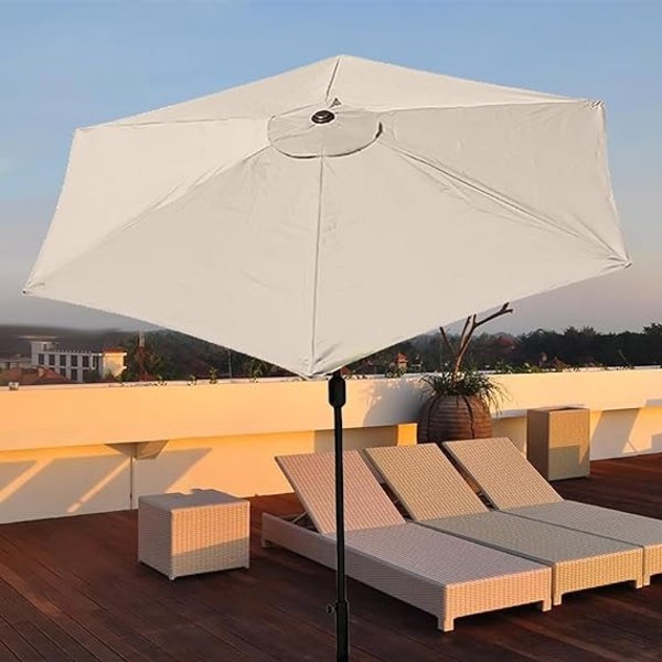 10 fot Patio Parasoll Erstatningsduk 6 Ribber, Utendørs Parasollduk med 6 Ribber Bordparasoll Erstatnings Toppdeksel (Bare Duk)