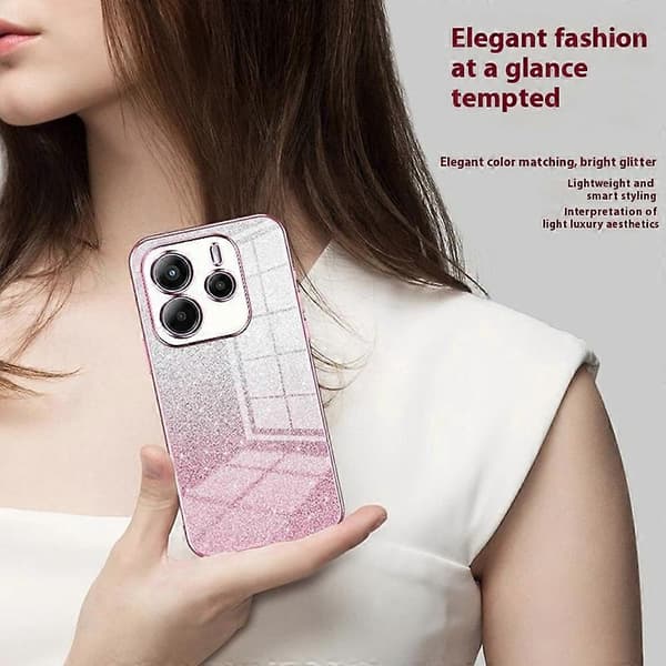 For Xiaomi Redmi Note 14 4G (163.25mm) Case Electroplating Gradient Glitter TPU Phone Case - Gold