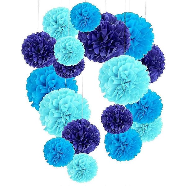 Papirblomstkuglesæt til bryllupsfest 1 sæt blå honeycomb-kugledekorationer [DB]