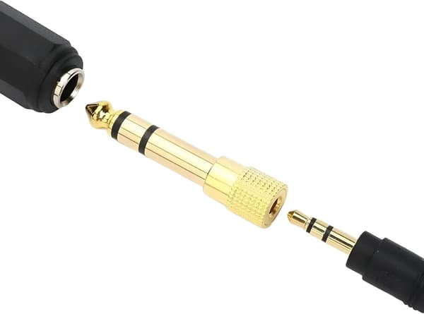Hovedtelefonadapter 6,35 mm han til 3,5 mm hun lydstereoadapter, til keyboard digitalt klaver forstærker hovedtelefoner, etc, 2-pak