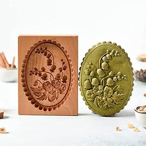 Udskåret Træ Peberkageform - 3D Bagepresse til Småkager, Chokolade Med Provence Rosestempel - DIY Grankogleform Grankogle