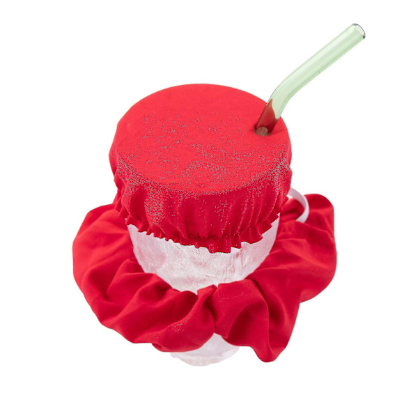 5 stk Gjenbrukbare Vaskbare Drikkeloppheng Anti-Spike Scrunchie Deksel For De Fleste Drikk Kopper & Glass rød red