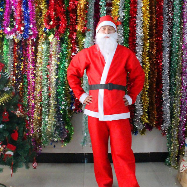 Christmas Costume Christmas Men's Costume Santa Claus Dresses Christmas Suit 5 Pieces