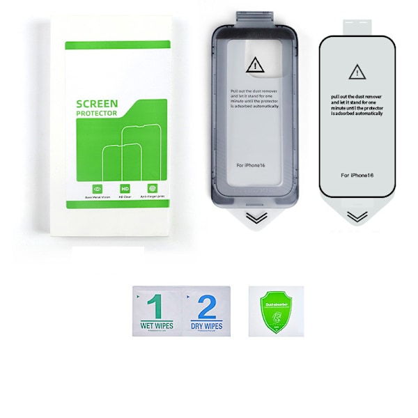 Transparent Case & Screen Protector for iPhone, 2-pack iPhone 16 Plus