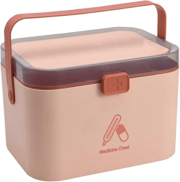 Medicine Storage Box, Foldable 2-Layer First Aid Box, Portable Medicine Container, Large Medicine Box