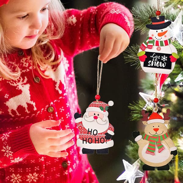 6 st træ DIY juletræspynt, træ Chr