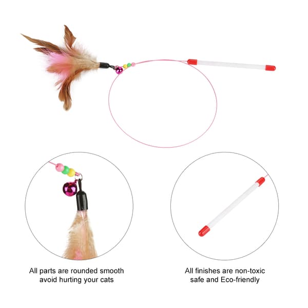 Interactive Feather Cat Toy with Wire Chaser Wand and Beads