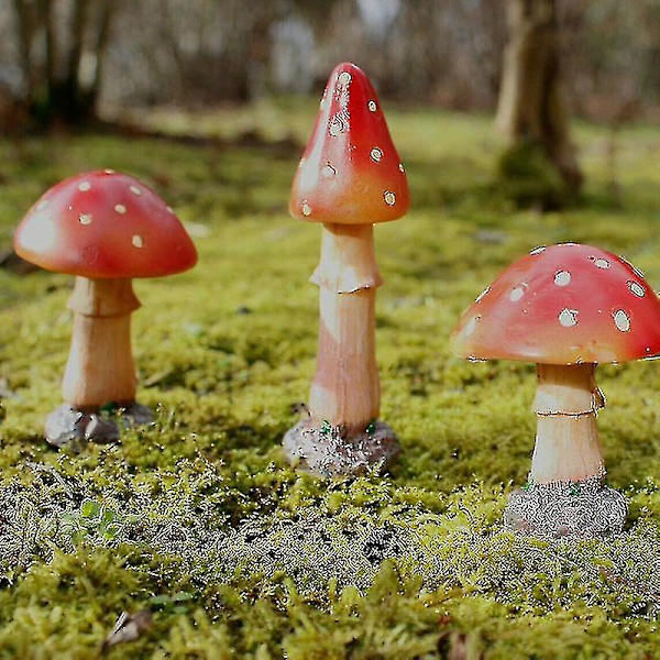 Hagedekorasjon Mini Sopp Fehage Miniatyrfigurer Mikrolandskap 4stk