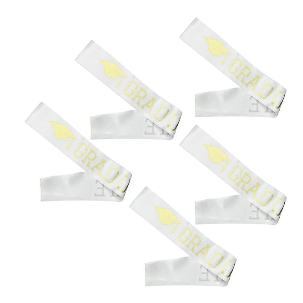 5-pack Examen Axelband Stilren Festlig Etikett Bälte Sash Examen Dekoration Sash För Fest White 78*9.5cm