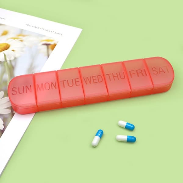 7-day pill box weekly medicine storage red Red Red