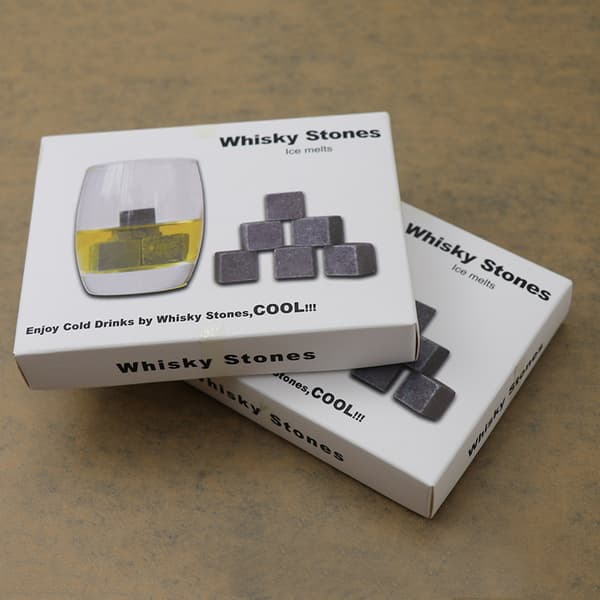 Whisky-sten i granit - 9 genanvendelige isterninger med pose, perfekt gave til whiskyelskere
