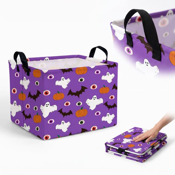 Halloween Ghost Storage Basket, Foldable Laundry Hamper with Handles, Toy Bin for Nursery, Home Decor 9-35x25x25cm
