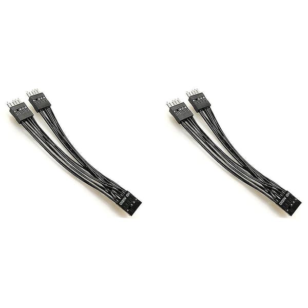 Bundkort HD Audio Forlængerkabel 9pin 1 Hun Til 2 Han Y Splitter Kabel Sort Til Pc Diy 10cm